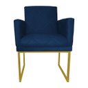 Ver imagem 2 de Poltrona Klara Suede Azul Marinho Base Industrial Dourada - Vallisa Decor