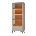 Ver imagem 3 de Cristalera Grécia New 2 Portas 1 Gaveta com Vidro e Led Off White/naturalle - Mavaular