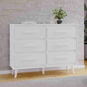 Cômoda 6 Gavetas Mila com Estilo Retrô Mdp - Branco