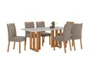 Ver imagem 1 de Conjunto Sala de Jantar Mesa Téssera 170 Tampo Vidro Off White com 6 Cadeiras Téssera - Lopas Amendo