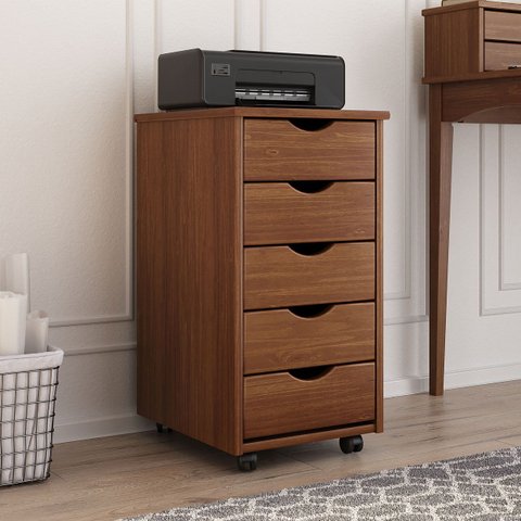 Gaveteiro Organizador Arquivo Escritório 5 Gav Madeira Lagos Castanho Idimex