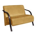 Ver imagem 2 de Poltrona Namoradeira Suede Braço Madeira Tecido Amarelo
