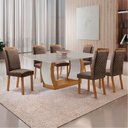 Ver imagem 7 de Mesa de Jantar Milena 180cm Tampo MDF Vidro Canto Copo com 6 Cadeiras Lorena Moderna Mobília