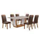Ver imagem 1 de Mesa de Jantar Milena 180cm Tampo MDF Vidro Canto Copo com 6 Cadeiras Lorena Moderna Mobília