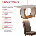 Ver imagem 2 de Mesa de Jantar Milena 180cm Tampo MDF Vidro Canto Copo com 6 Cadeiras Lorena Moderna Mobília