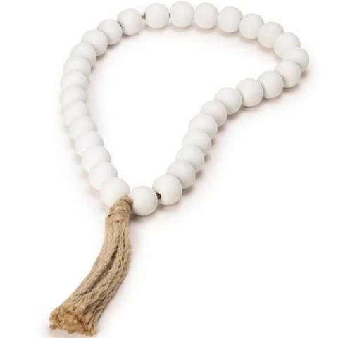 Enfeite Decorativo Colar Branco em Madeira 52CM MART