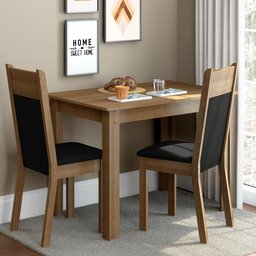 Conjunto Sala de Jantar Madesa Lola Mesa Tampo de Madeira 2 Cadeiras - Rustic/preto/sintético Preto - 1