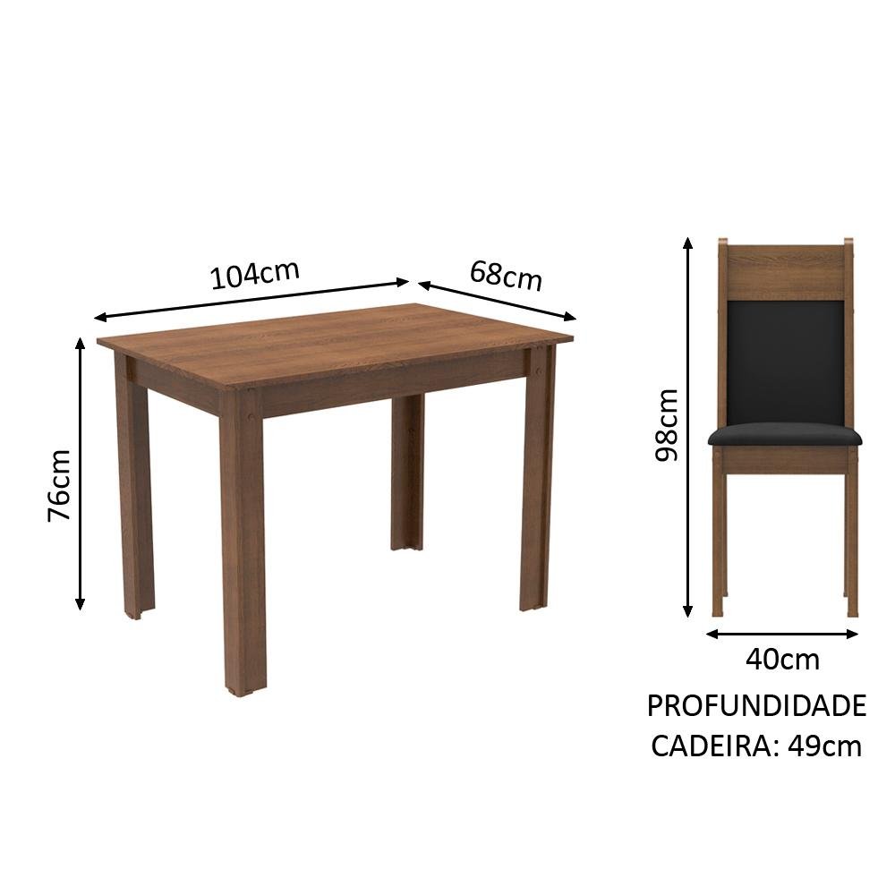 Conjunto Sala de Jantar Madesa Lola Mesa Tampo de Madeira 2 Cadeiras - Rustic/preto/sintético Preto - 3