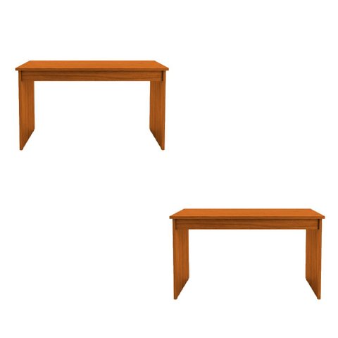 Conjunto 2 Mesa de Escritório Coorpotativa de Madeira Maciça Moderna Elegante 140 Veneza Castanho