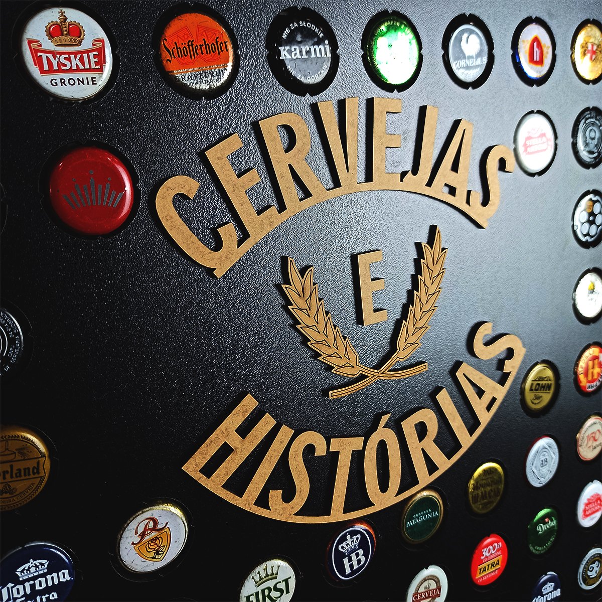 Quadro Decorativo Porta Tampinhas Preto Coleção Cervejas - Cervejas e Historias Preto - 7
