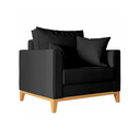 Ver imagem 1 de Poltrona Beny 80cm Base de Madeira Linho