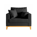 Ver imagem 2 de Poltrona Beny 80cm Base de Madeira Linho