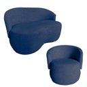 Ver imagem 1 de Kit Namoradeira + Poltrona Decorativa Beatriz Orgânica Veludo Azul Marinho