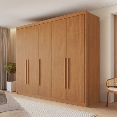 Guarda Roupa Casal 5 Portas 8 Gavetas Bari Conquista Cinamomo