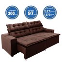 Ver imagem 3 de Sofá Concept 3,00 metros Retrátil e recinável com Mola Suede Light Marrom- Sofá na Web