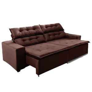 Sofá Concept 3,00 metros Retrátil e recinável com Mola Suede Light Marrom- Sofá na Web