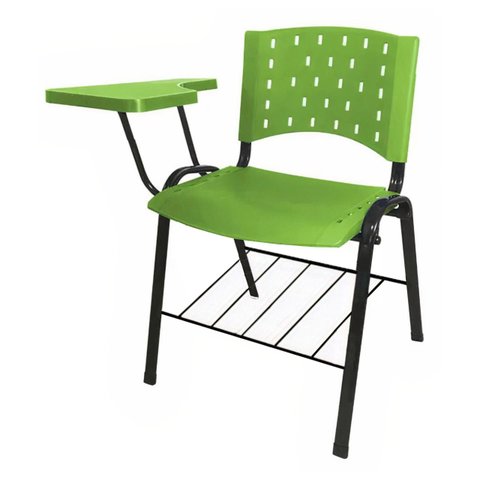 Cadeira Universitária Prancheta Plástica com Porta Livros - Cor Verde - Realplast - 32023