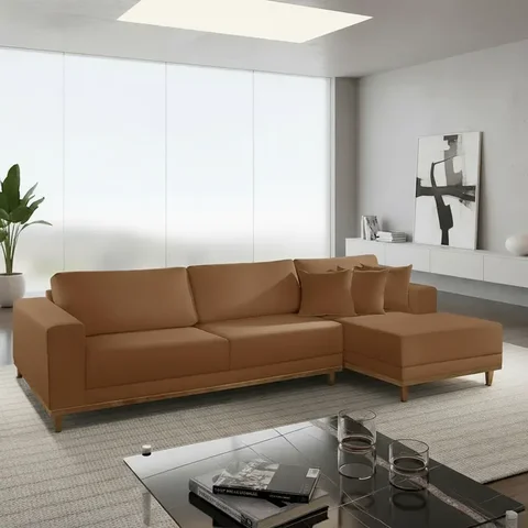 Sofá Cronos Veludo 4lug Chaise Lado Esquerdo Meu Sofá Online B020 Veludo Terra