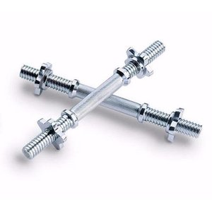 Par Barra Maciça Halteres Musculação Com Rosca Rápida 40 Cm - Prata