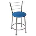 Ver imagem 3 de Kit 4 Banquetas Baixas Cromada com Encosto Assento Azul
