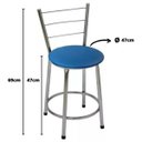 Ver imagem 2 de Kit 4 Banquetas Baixas Cromada com Encosto Assento Azul