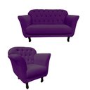 Ver imagem 3 de Kit Namoradeira + 1 Poltrona Decorativa Dália Veludo Roxo