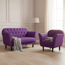 Ver imagem 2 de Kit Namoradeira + 1 Poltrona Decorativa Dália Veludo Roxo