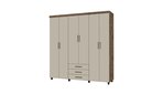 Ver imagem 1 de Guarda Roupa 6 Portas 3 Gavetas Cabideiro Prateleira Titan Canela Off White