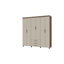 Ver imagem 1 de Guarda Roupa 6 Portas 3 Gavetas Cabideiro Prateleira Titan Canela Off White