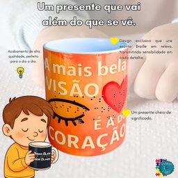 Kit Presente 2 Canecas Acessibilidade em Braile Alto Relevo Frase e Aprendendo o Alfabeto - 4