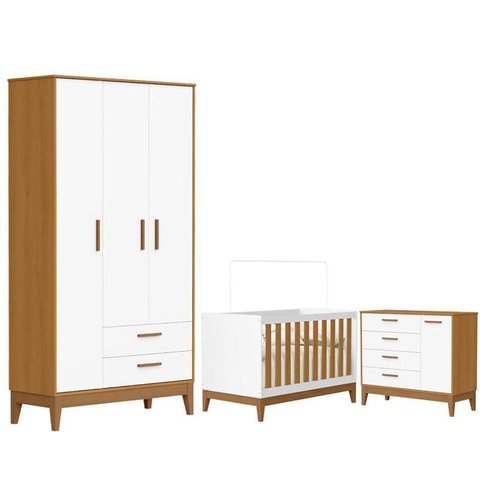 Quarto de Bebê Flip e Cômoda Sapateira Branco Acetinado Savana - Reller