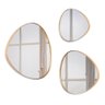 Trio Espelho Orgânico Decorativo Com Moldura De Couro Cor Dourada - 4