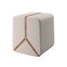 Puff Noble Fita de Couro:couro Nature/linho Bege - 1