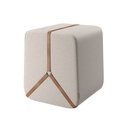 Ver imagem 1 de Puff Noble Fita de Couro:couro Nature/linho Bege
