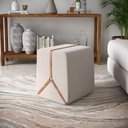 Ver imagem 2 de Puff Noble Fita de Couro:couro Nature/linho Bege