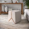 Puff Noble Fita de Couro:couro Nature/linho Bege - 2