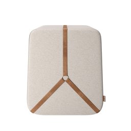 Puff Noble Fita de Couro:couro Nature/linho Bege - 4