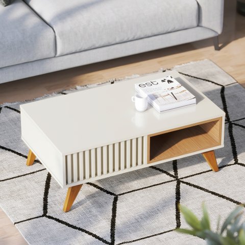 Mesa de Centro Lujan Off White / Freijó