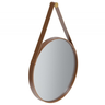 Espelho Decorativo Redondo Aqua 80cm com Alça Couro Marrom - 1