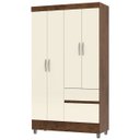 Ver imagem 5 de Guarda-roupa Solteiro 4 Portas 2 Gavetas com Pés Ideval Imbuia/champanhe