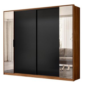 Guarda Roupa Casal Laredo 4 Portas Flex Nogueira/preto Prime com Espelho - Demartêz