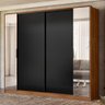 Guarda Roupa Casal Laredo 4 Portas Flex Nogueira/preto Prime com Espelho - Demartêz - 2