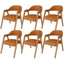 Ver imagem 1 de Kit 6 Cadeiras de Jantar e Estar Living Estofada Nadja L02 Couríssimo Canela - Lyam Decor