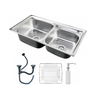 Kit Cuba Dupla Pia Cozinha Gourmet Luxo com Acessórios e Torneira Monocomando Aço Inox Brinovar - 2