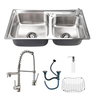 Kit Cuba Dupla Pia Cozinha Gourmet Luxo com Acessórios e Torneira Monocomando Aço Inox Brinovar - 1