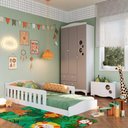 Ver imagem 1 de Cama Infantil com Guarda Roupa 3 Portas e Caixa Organizadora Cor:branco com Cinnamon