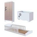Ver imagem 2 de Cama Infantil com Guarda Roupa 3 Portas e Caixa Organizadora Cor:branco com Cinnamon