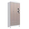 Cama Infantil com Guarda Roupa 3 Portas e Caixa Organizadora Cor:branco com Cinnamon - 5