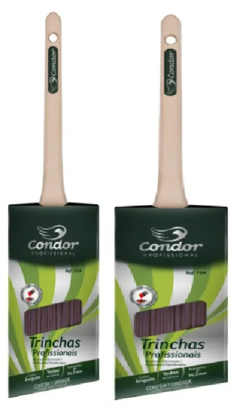 KIT 2 PINCEL TRINCHA ANGULAR RECORTE PROFISSIONAL 704 CONDOR ...