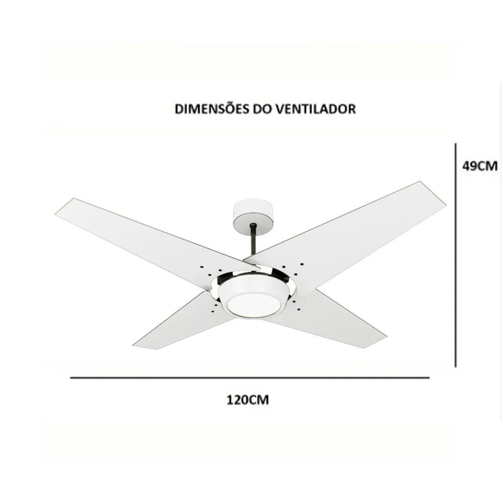 Ventilador de Teto Com Controle Remoto Natuvent Callis Led Pás Madeira Teca k Branco Frio